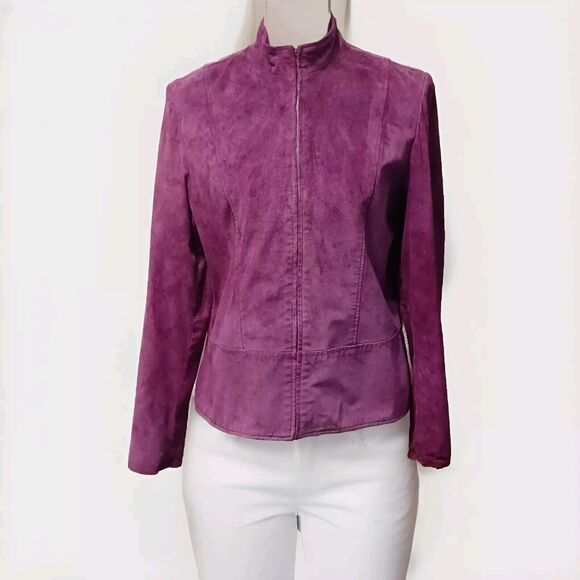 Pursuits LTD Vintage 90's Large Purple Suede Zip-Up Jacket - Picture 1 of 5